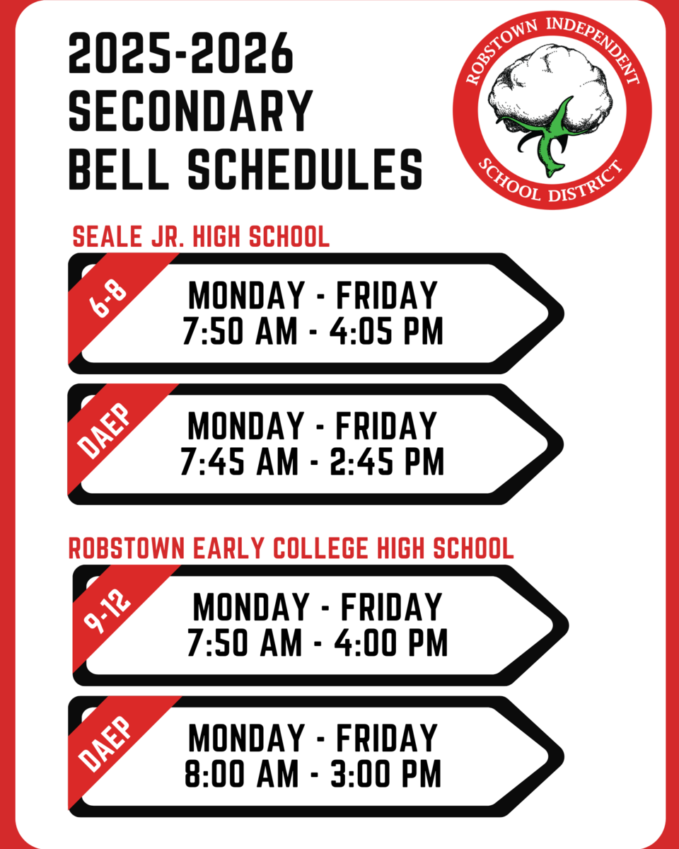 2025-2026 secondary bell schedules for schools with times listed.