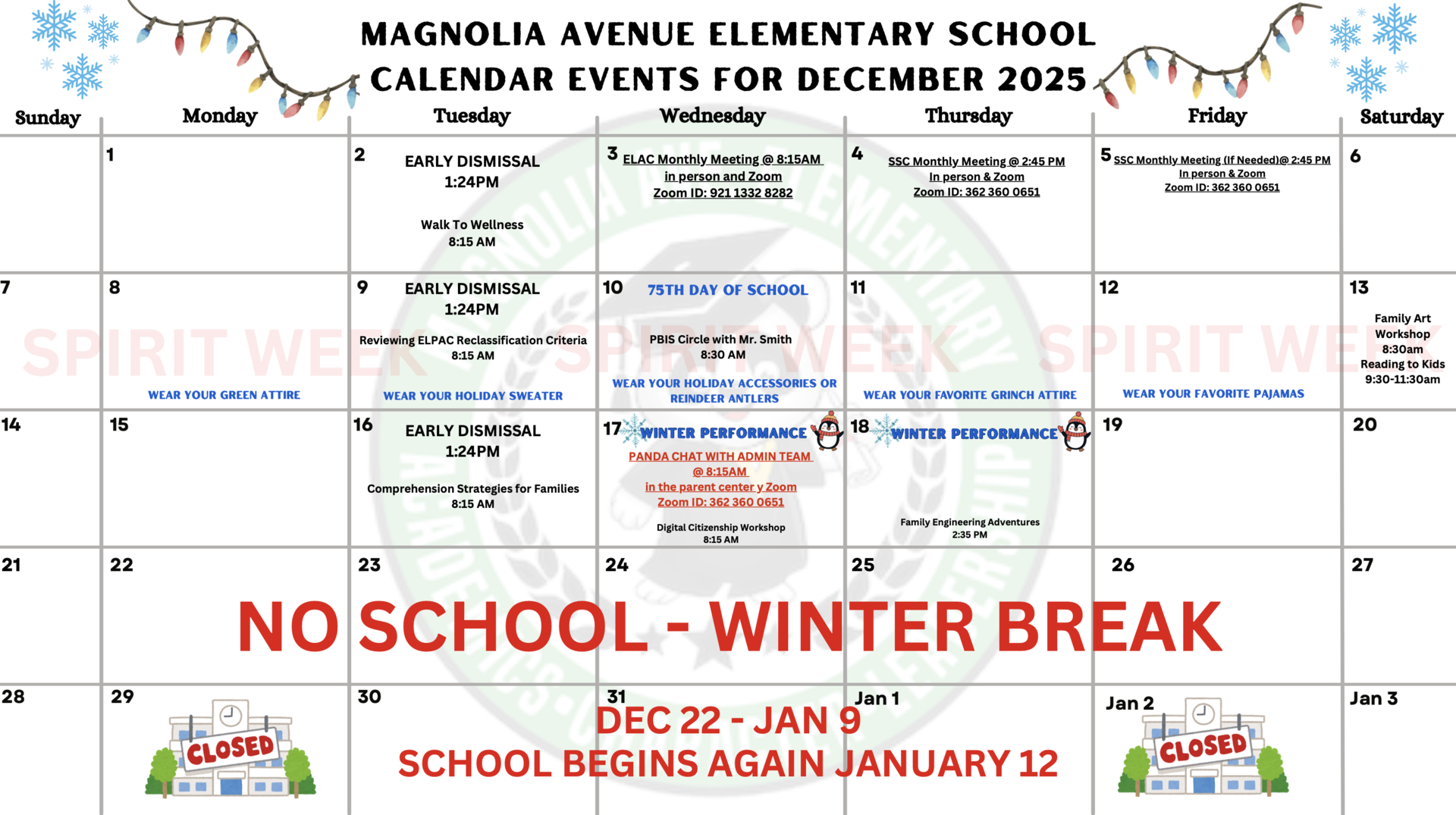 December 2025 Calendars