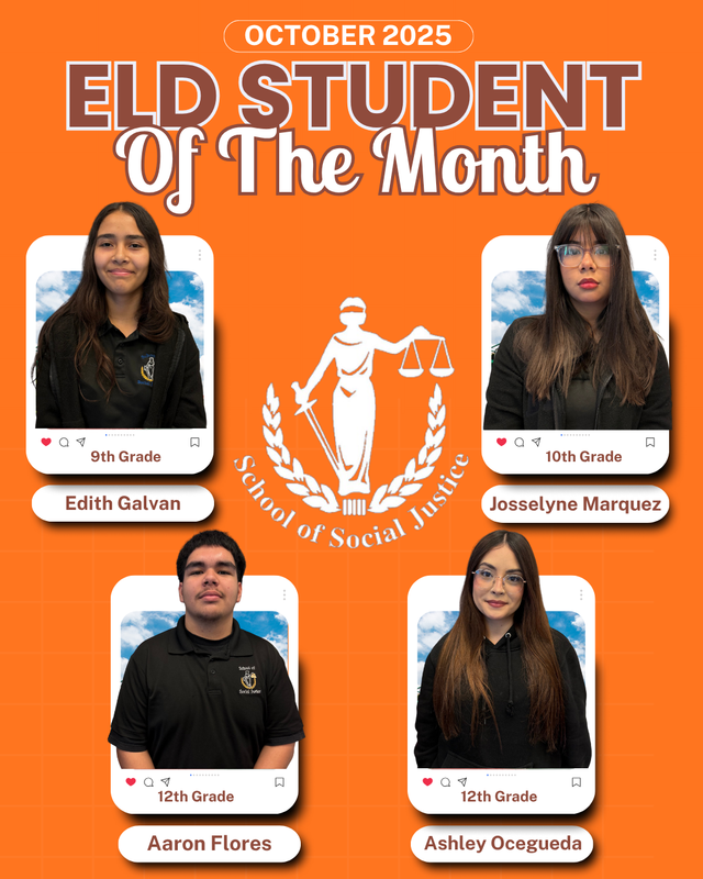Congratulations to our October 2025 ELD Students of the Month! 🎉