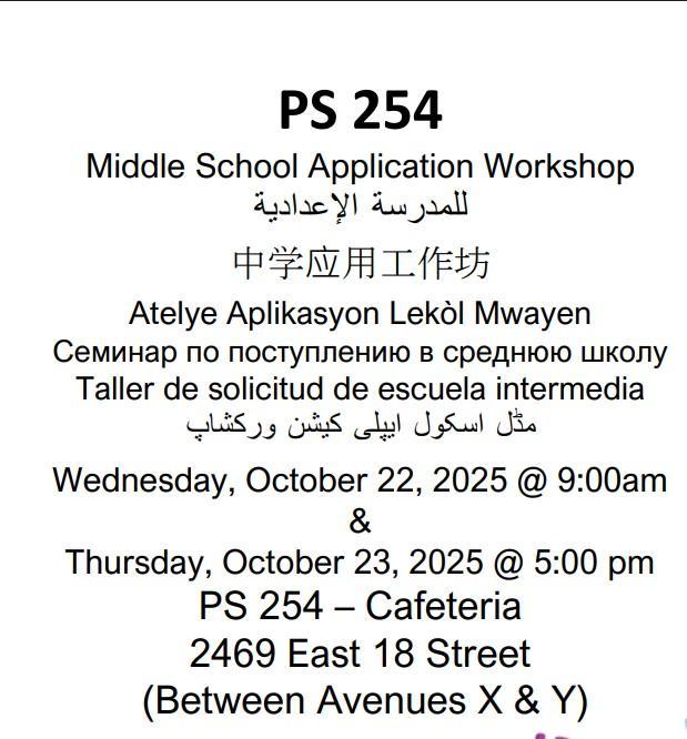 P.S. 254 Middle School Application