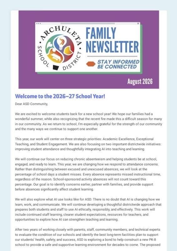 screenshot of the August 2026 newsletter