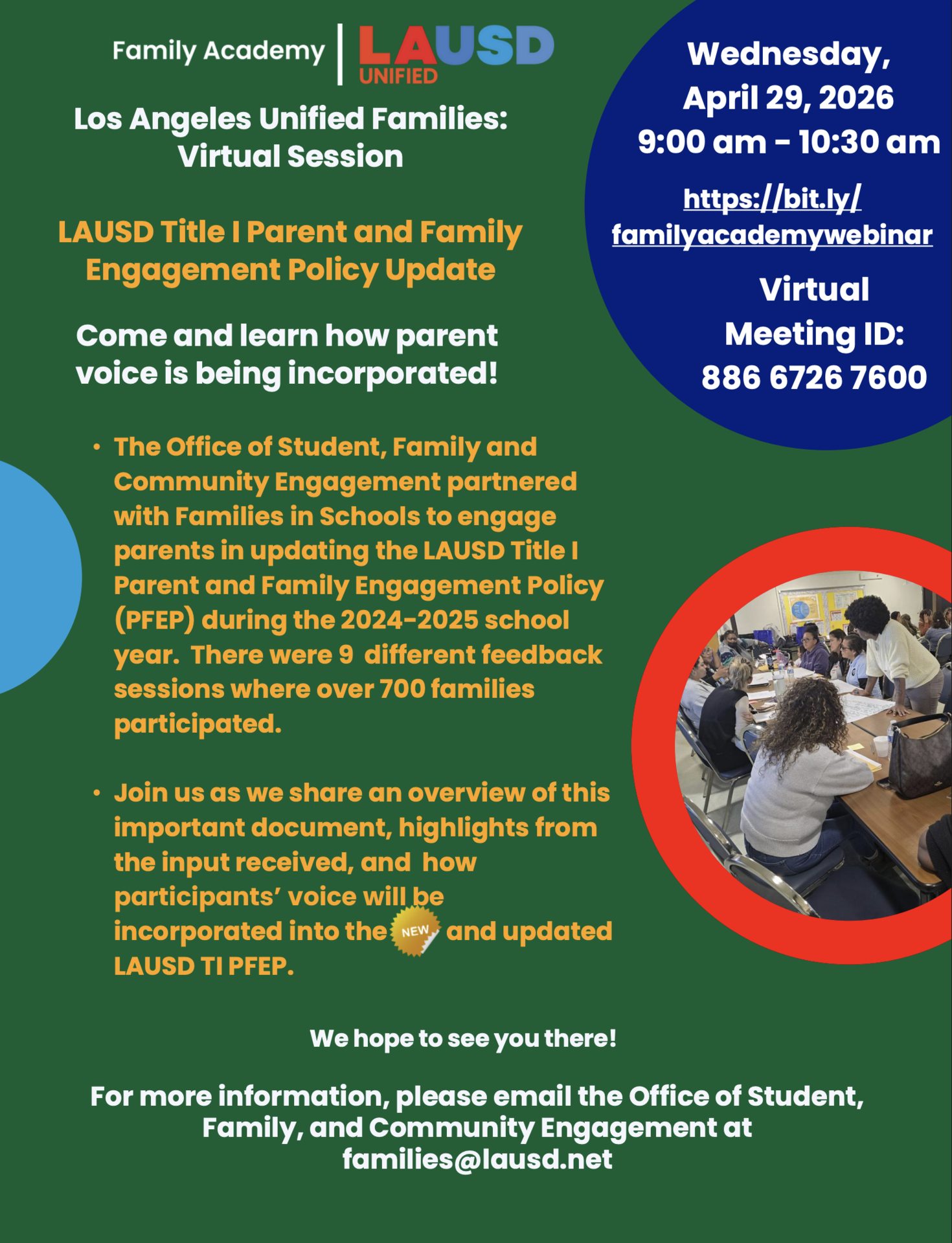 Virtua; Title I Parent and Family Engagement Policy Update