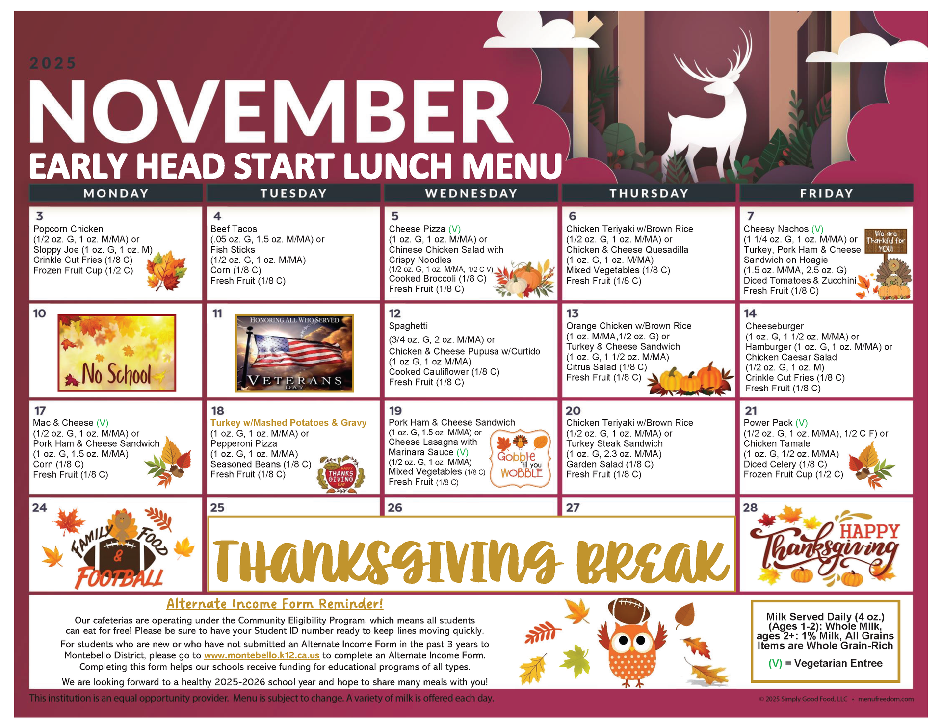 Early Head Start Lunch Menu (click to view)