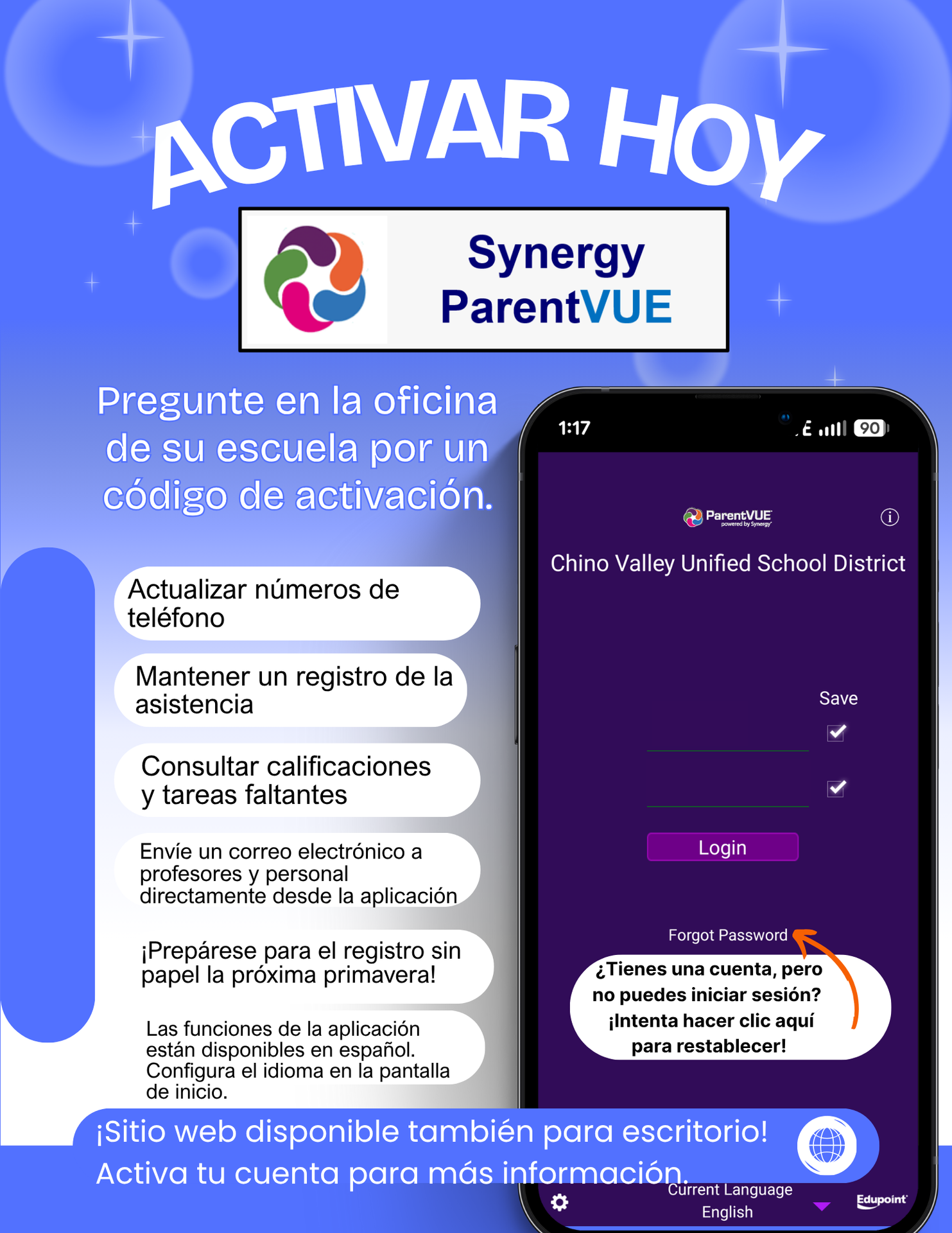 parentVue account activation directions in spanish