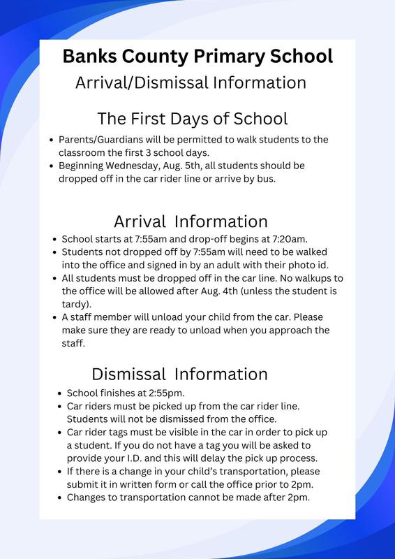 Drop off and Pick up Information