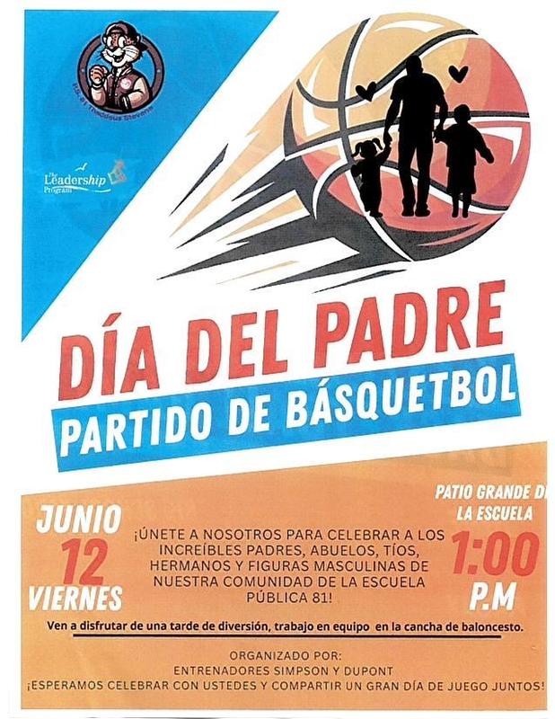 Father's Day Basketball Game June 12th, 1pm. Spanish