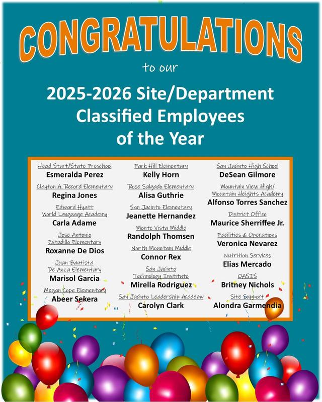 25-26 Classified Employees of the Year Flyer
