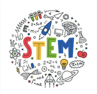 STEM in rainbow colors.