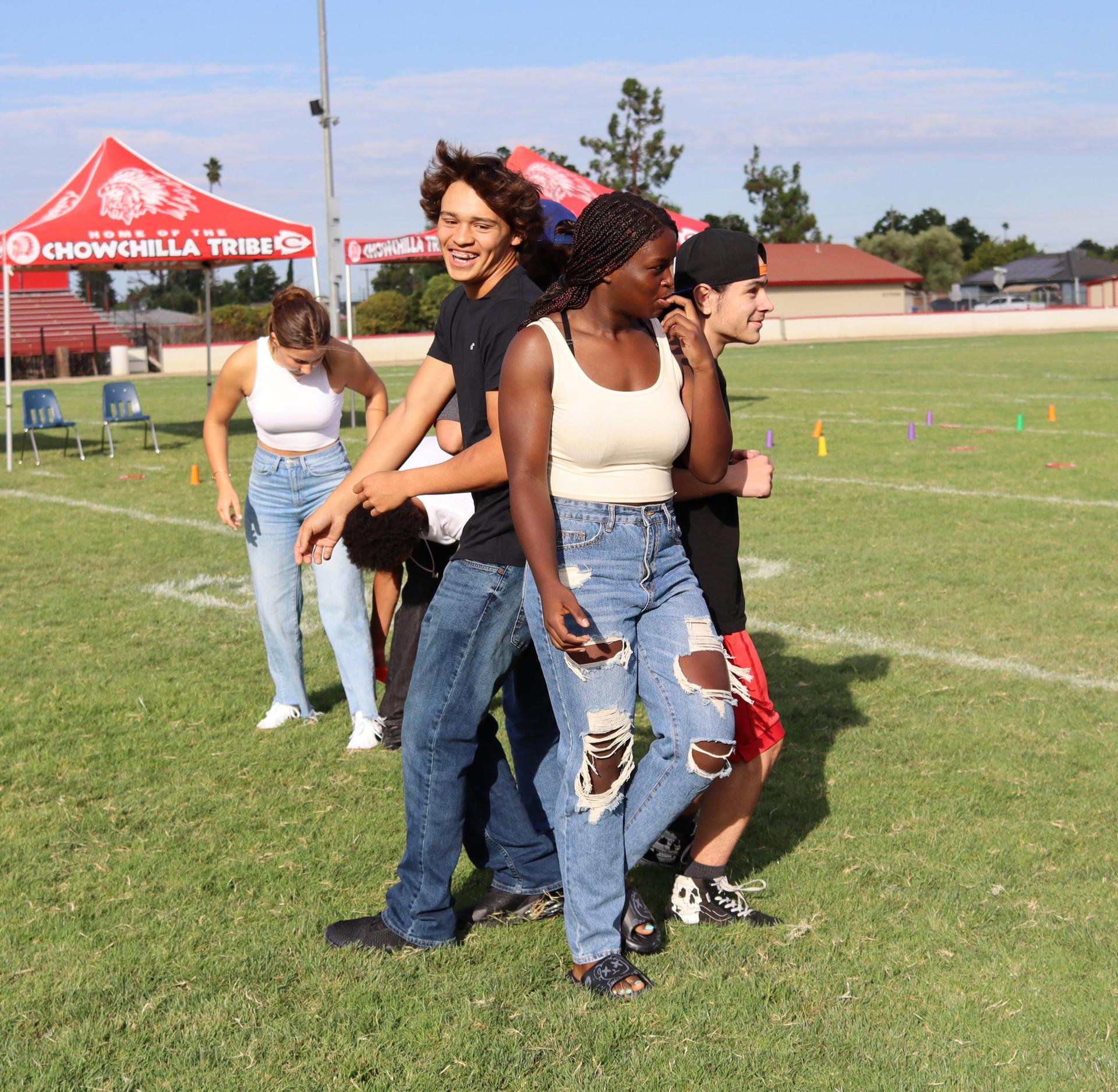 Students and staff enjoying the back to school rally