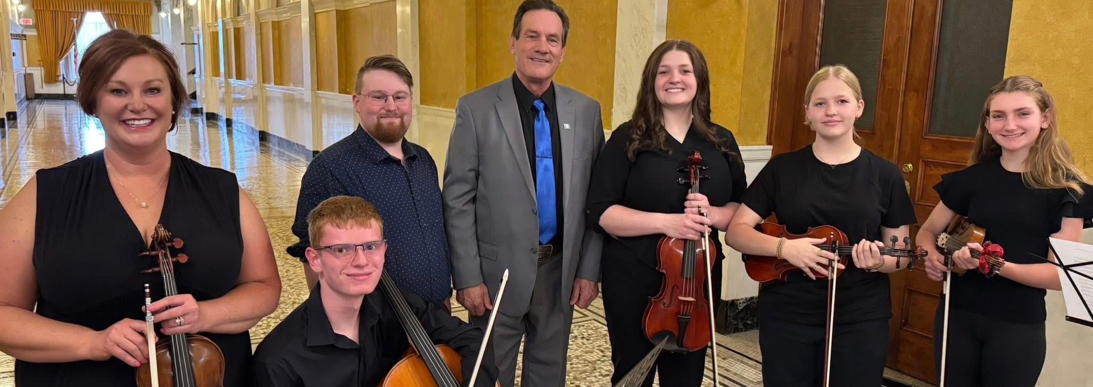 Riggs band students meeting with South Dakota Governor.