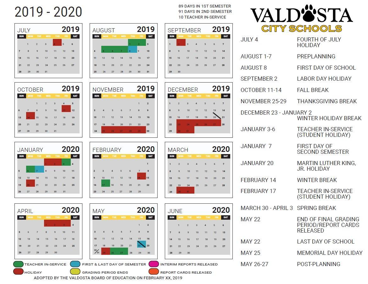 Valdosta State University Calendar Printable Word Searches