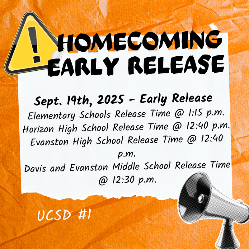 Davis and Evanston Middle School Release Time @ 12:30 p.m.