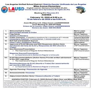 ELAC Meeting Agenda