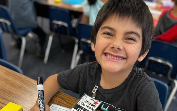 student writing