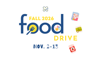 A sign reading Fall Food Drive Nov. 2-13