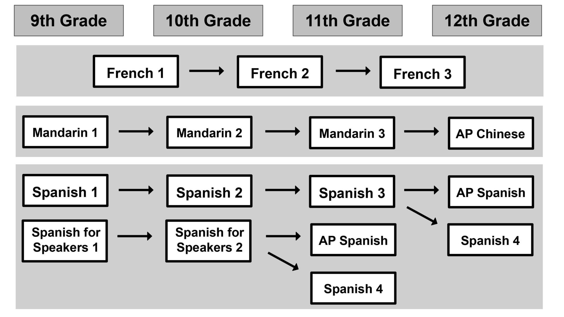 Graph to show world language course options.