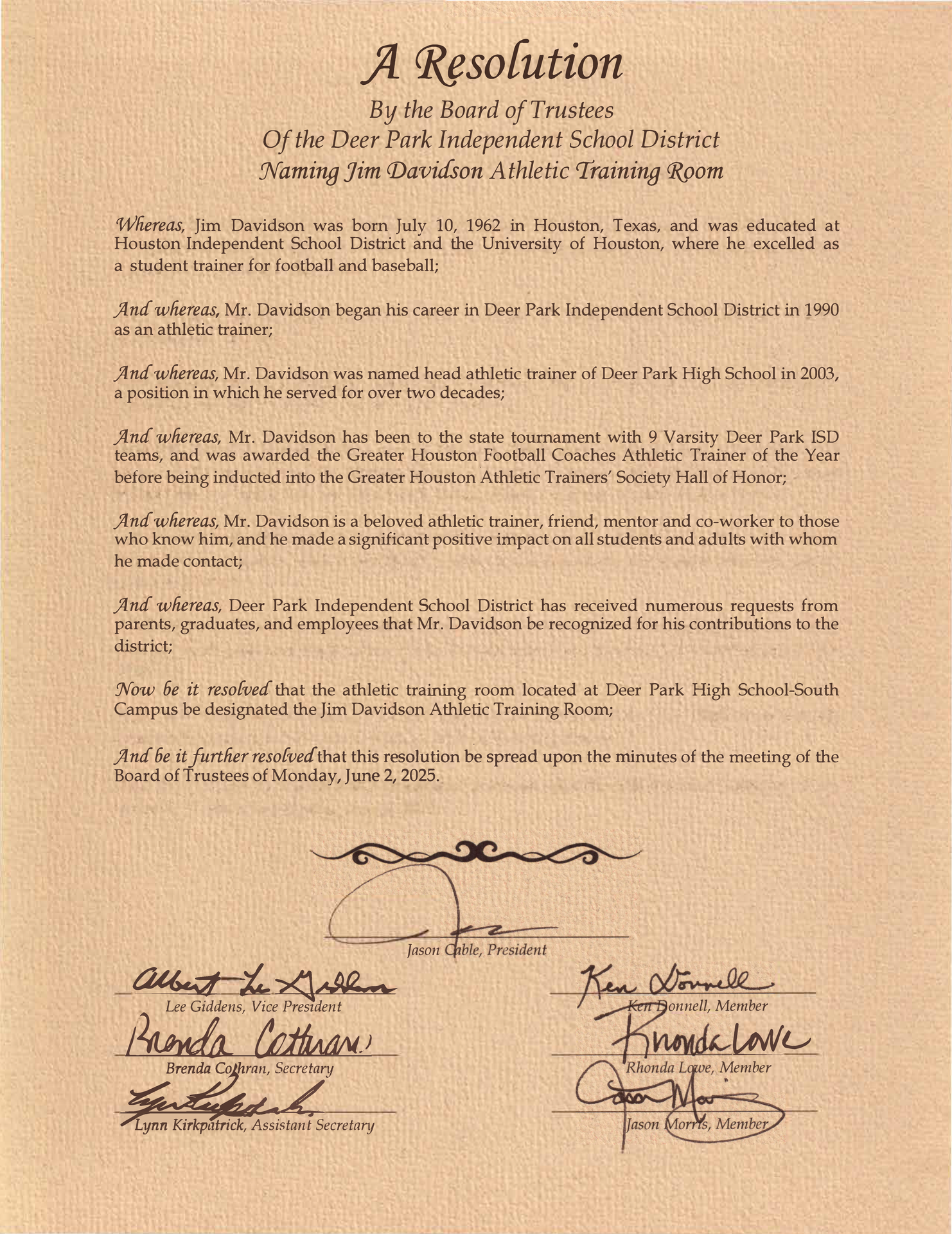 Jim Davidson Athletic Training Room