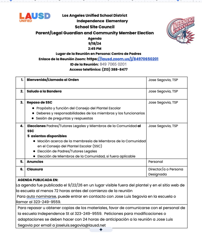 Parent/Legal Guardian and Community Member Election