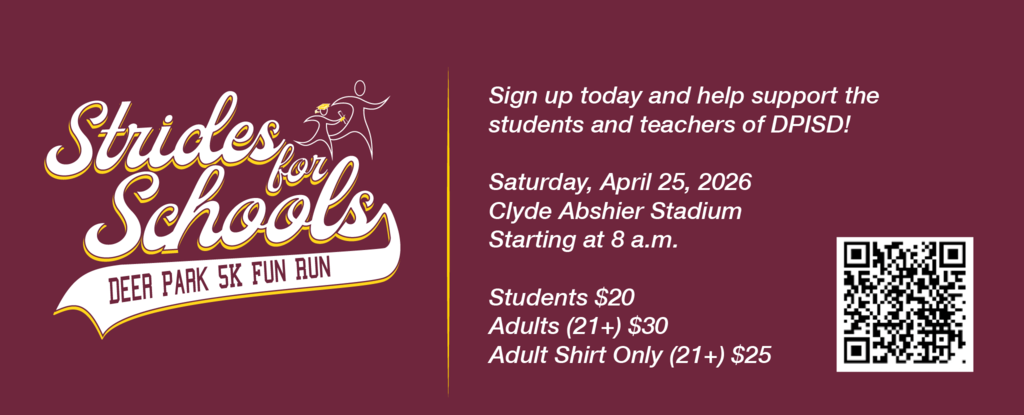 Event banner for a 5K fun run supporting students and teachers.