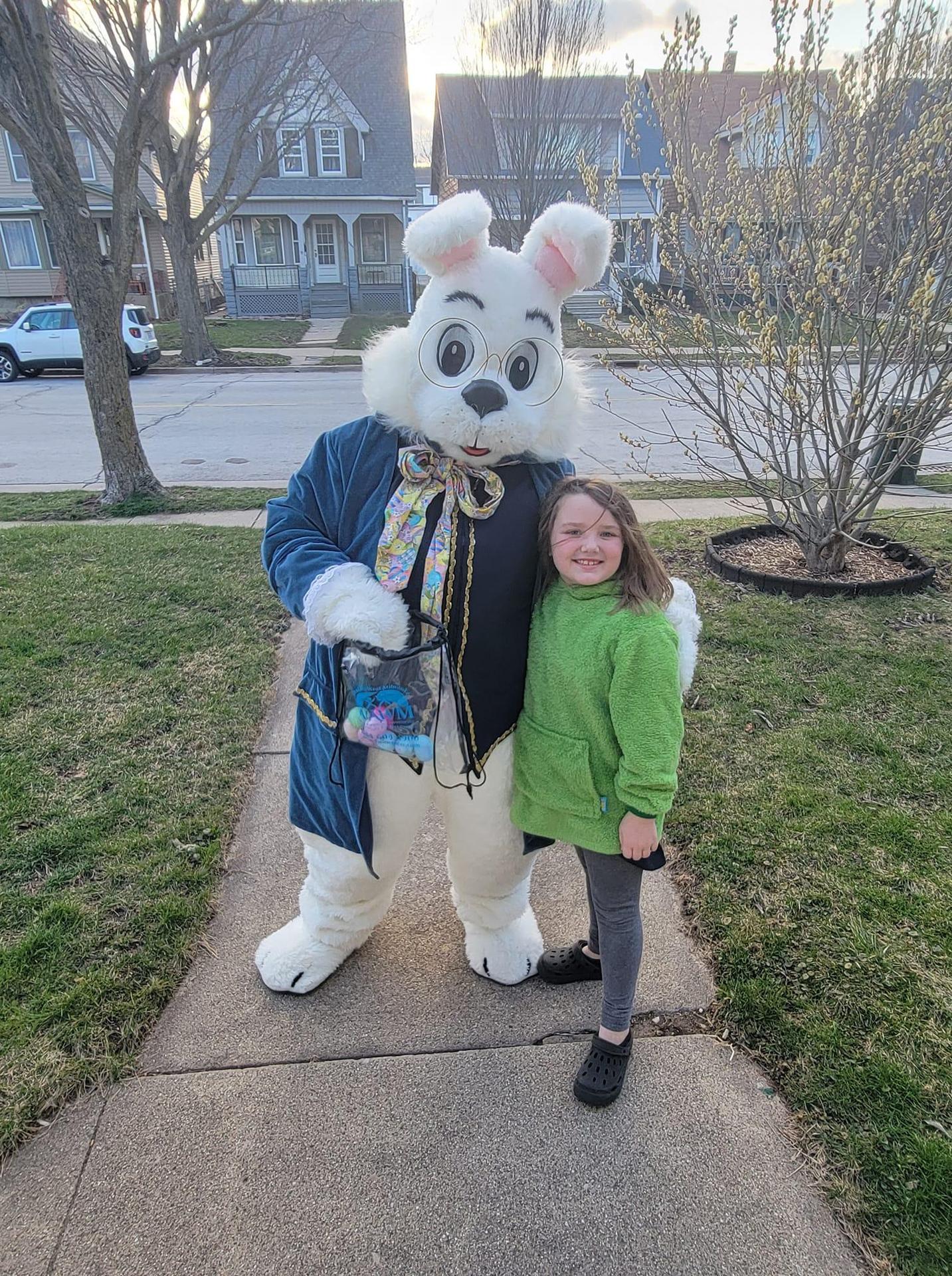 Egged photo with Easter Bunny and Girl