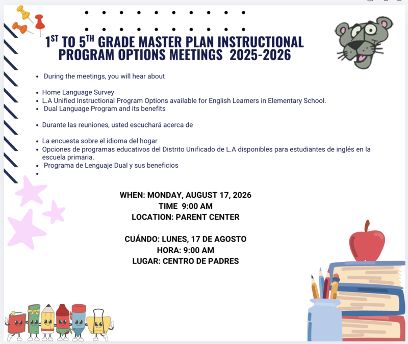 1st to 5th Grade Master Plan Instructional Program Options Meetings  2025-2026 Featured Photo