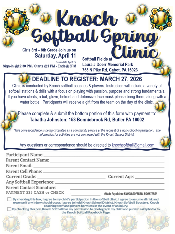 flyer for softball clinic - information on google form