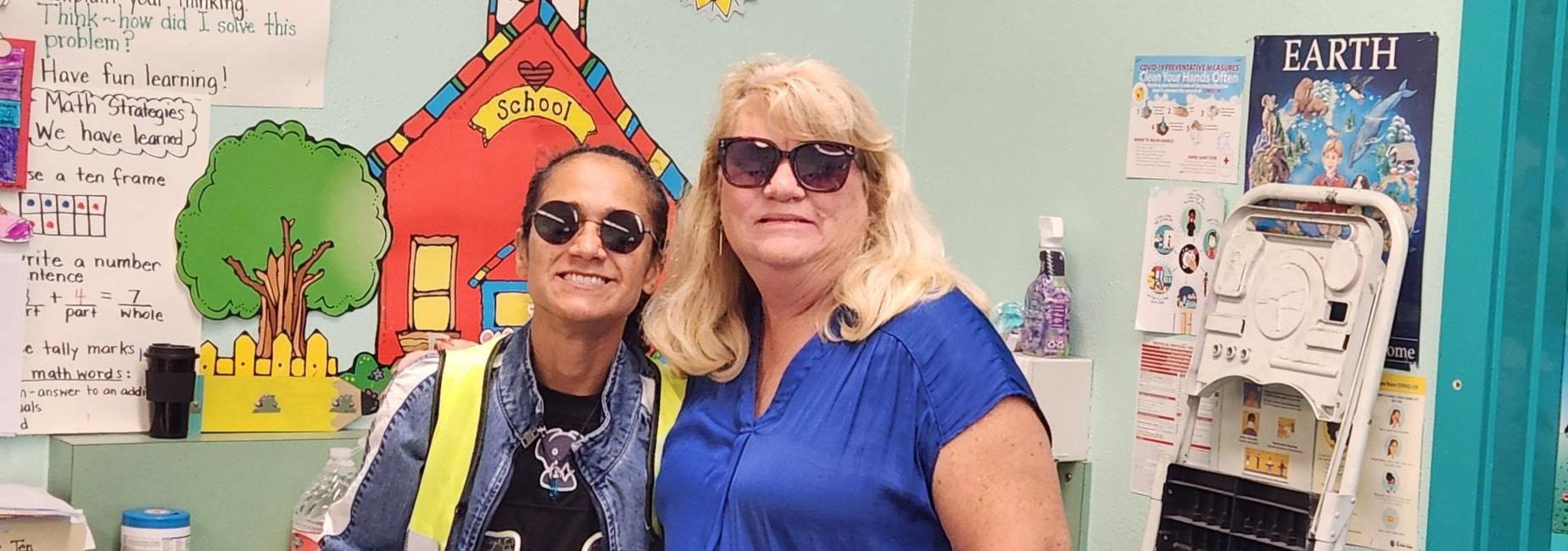 Mrs. Kelly and Ms. Lupita on sunglass day