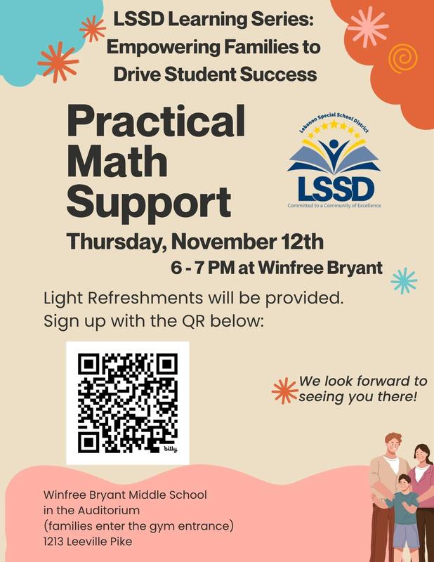 Practical Math Support Learning Session on Nov. 12th 6 - 7 pm at Winfree Bryant