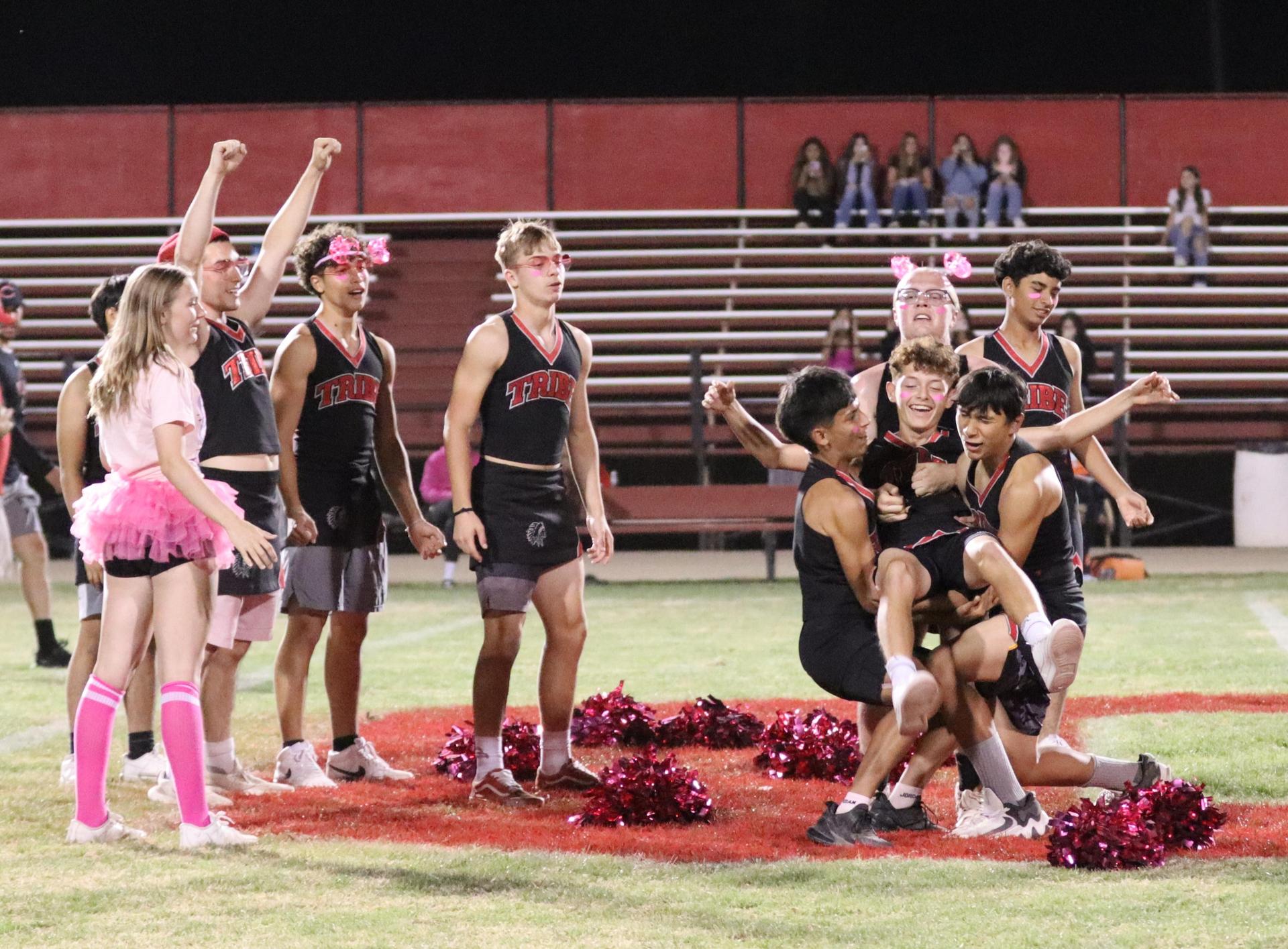 cheerleaders performing at halftime