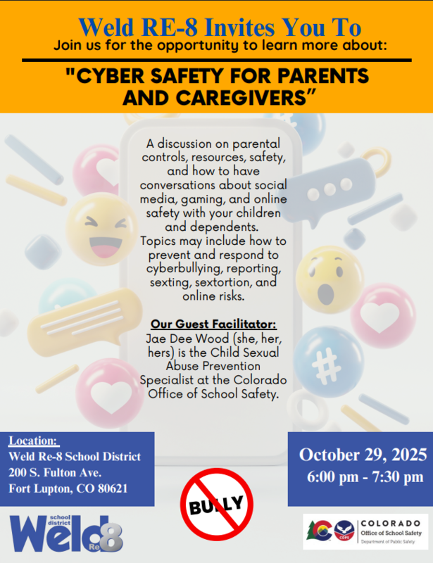 Weld Re-8 Invites You to Cyber Safety for Parents and Caregivers