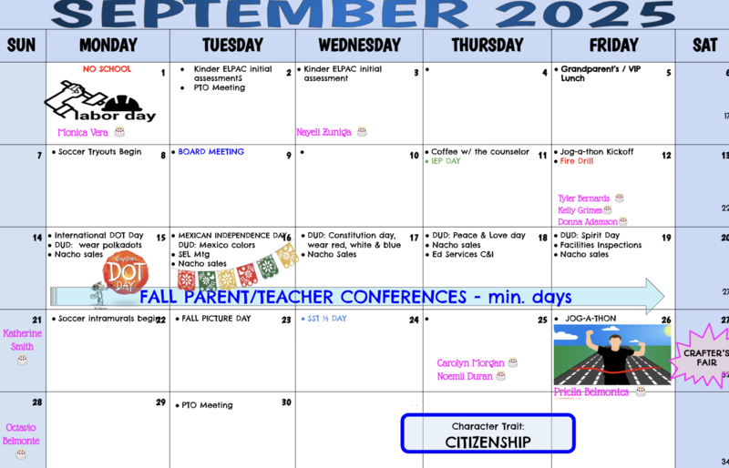 montly calendar