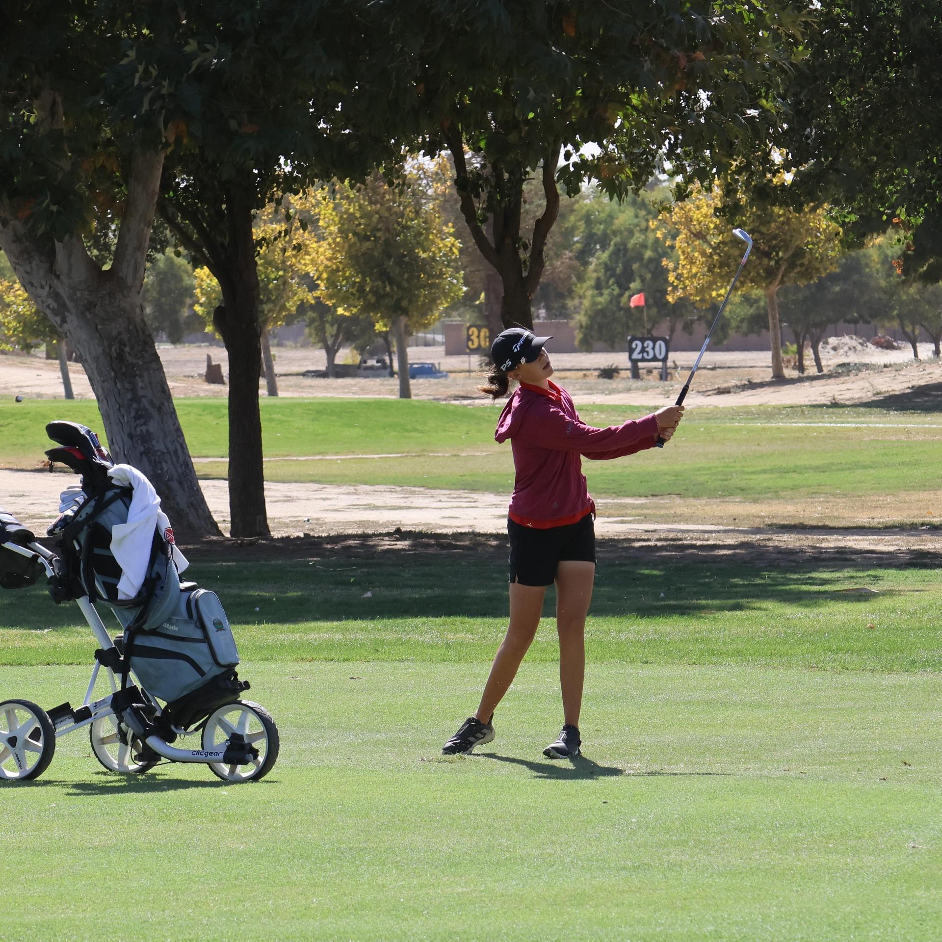 Girls golfers in action at the championships