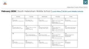 Screenshot of February 2026 Lunch Menu