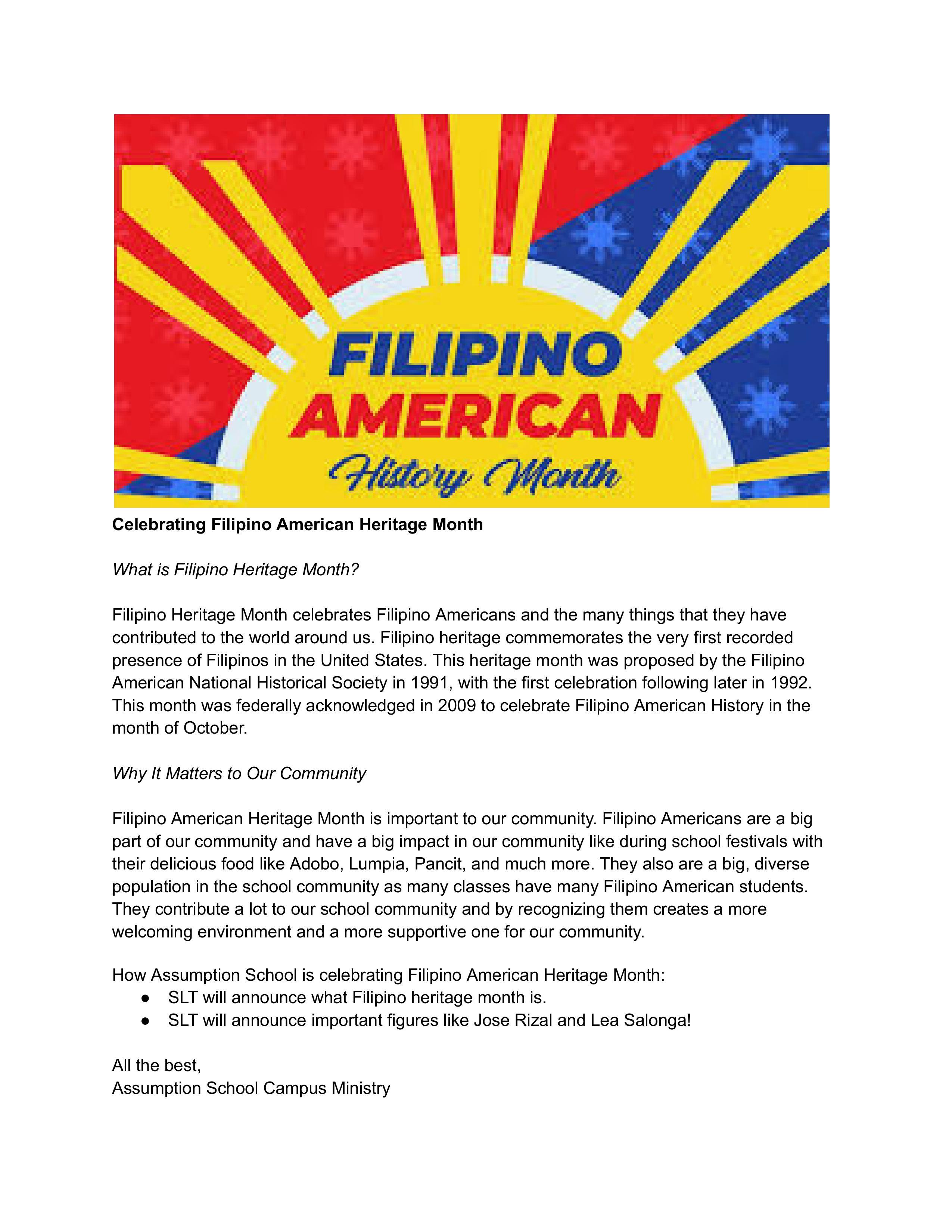 Celebrating Filipino American Heritage Month