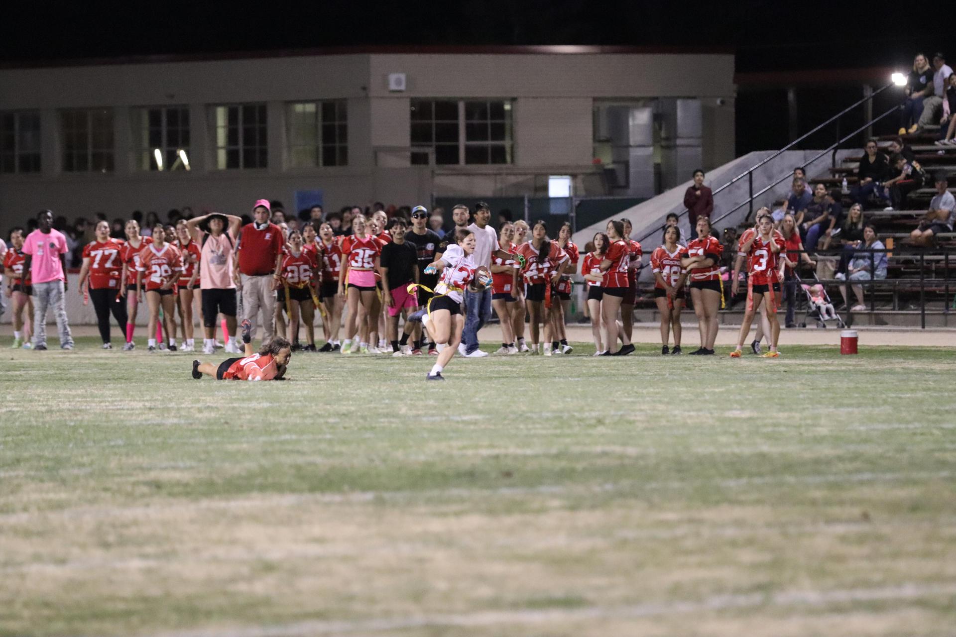 girls playing flag football