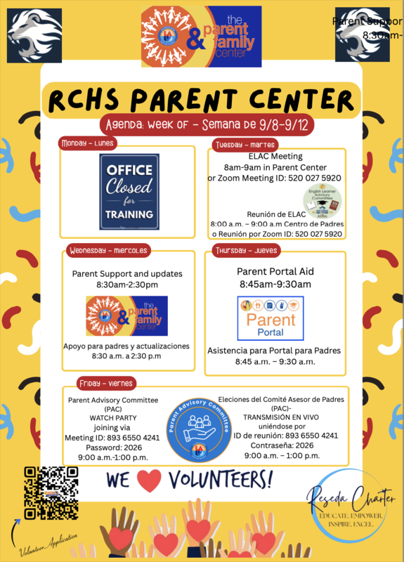 RCHS Weekly Parent Center Newsletter