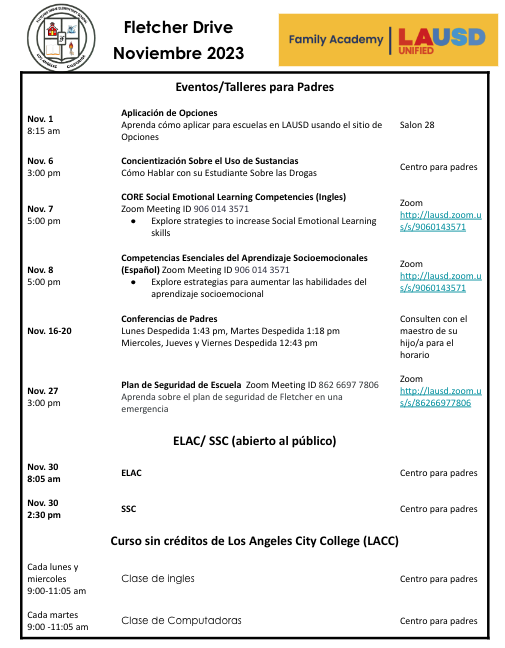 Parent Parents Fletcher Drive Elementary