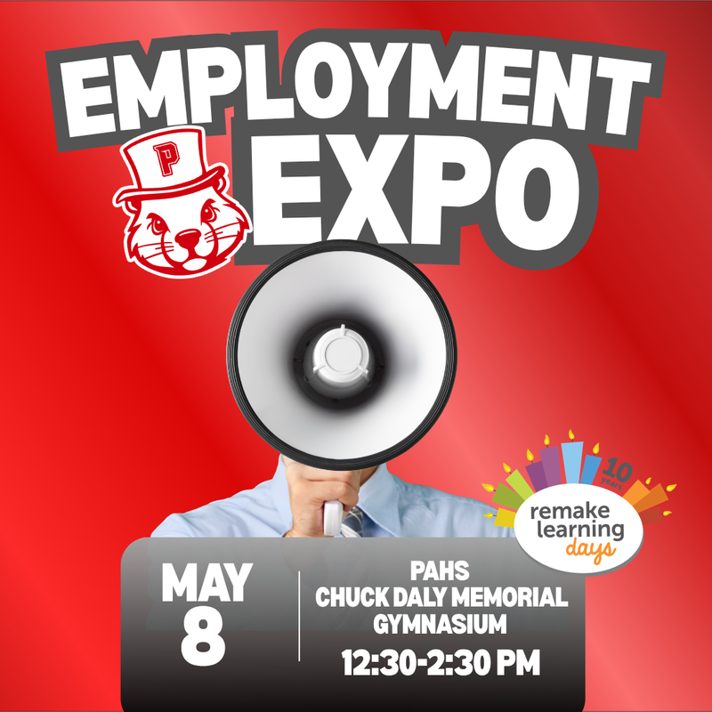 red background with man holding megaphone