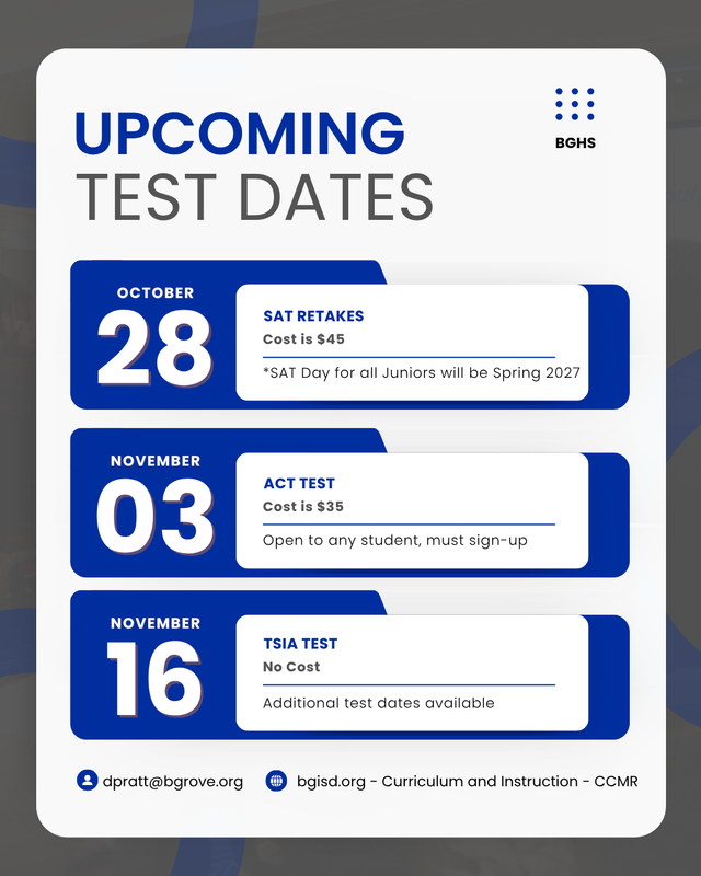 Upcoming Test Dates Featured Photo