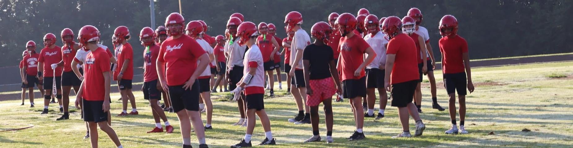 Mayfield High School’s football team is hard at work, gearing up for the upcoming season. With intense practices on the field, players are sharpening their skills, building team chemistry, and pushing themselves to be ready for the challenges ahead."