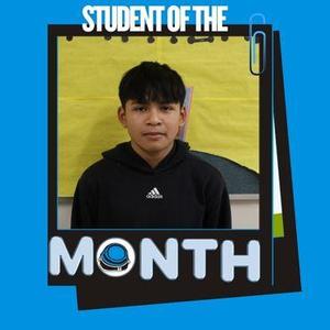 student smiling in student of the month graphic