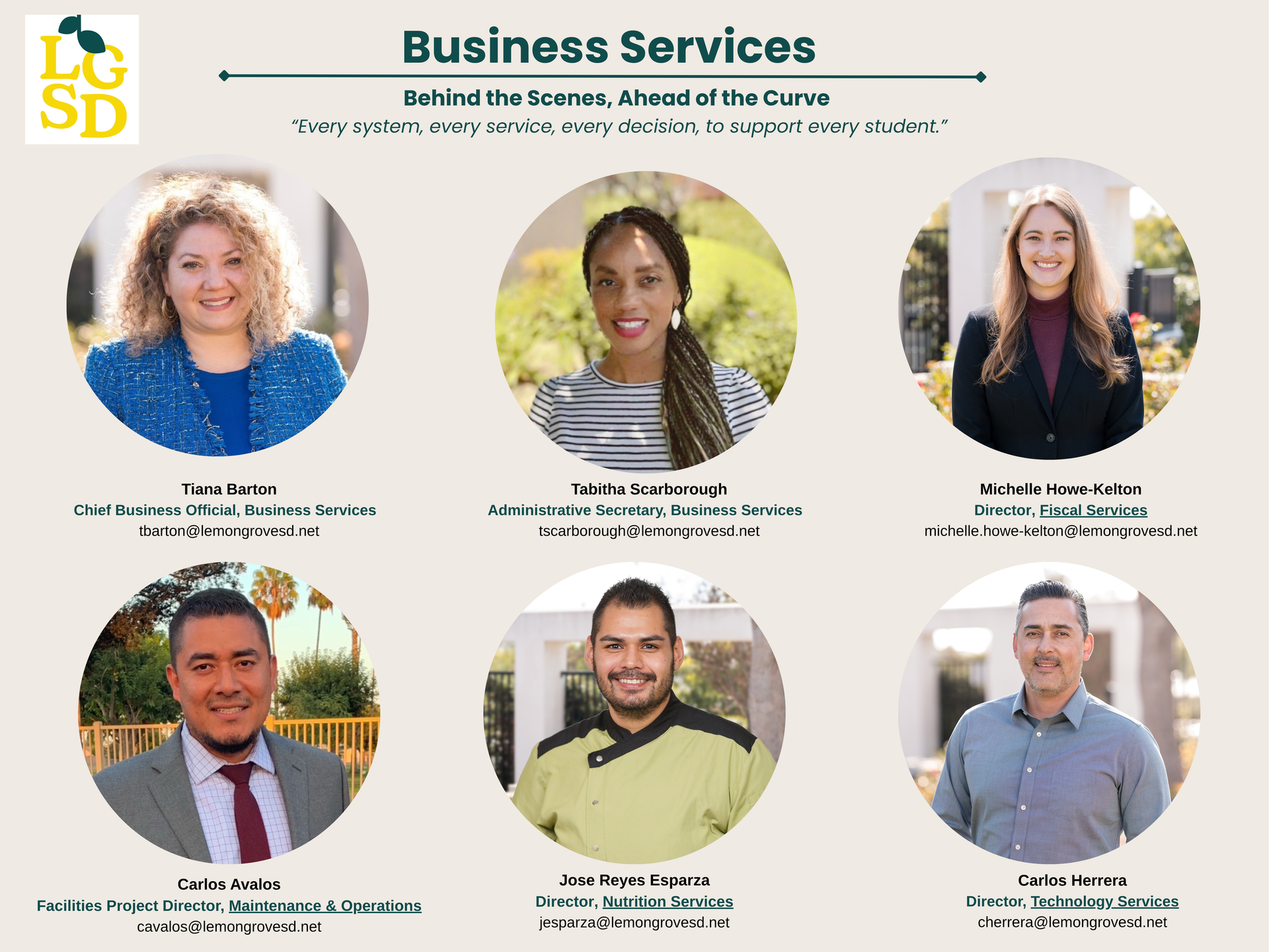 Business Services Team Photos and Contact Info