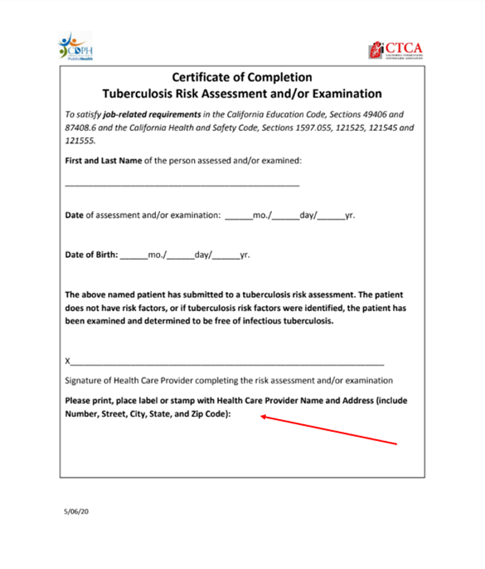 TB Risk Assessment Questionnaire pg2