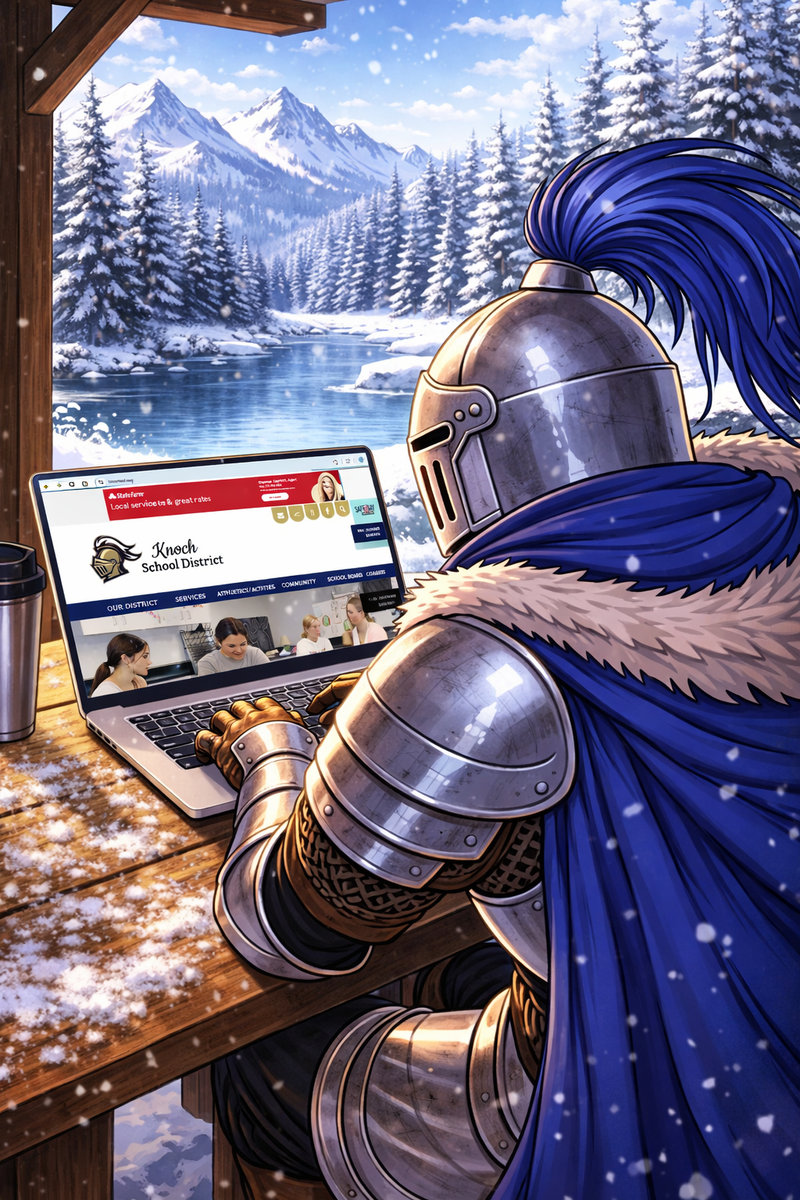 knight looking at knoch website on chrome