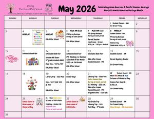 May calendar with events for parents