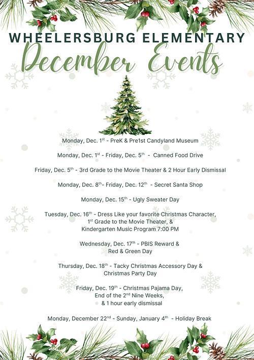 December Event Calendar