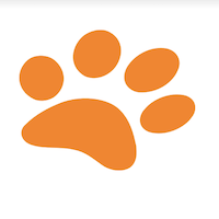 illustration of paw. orange against white background