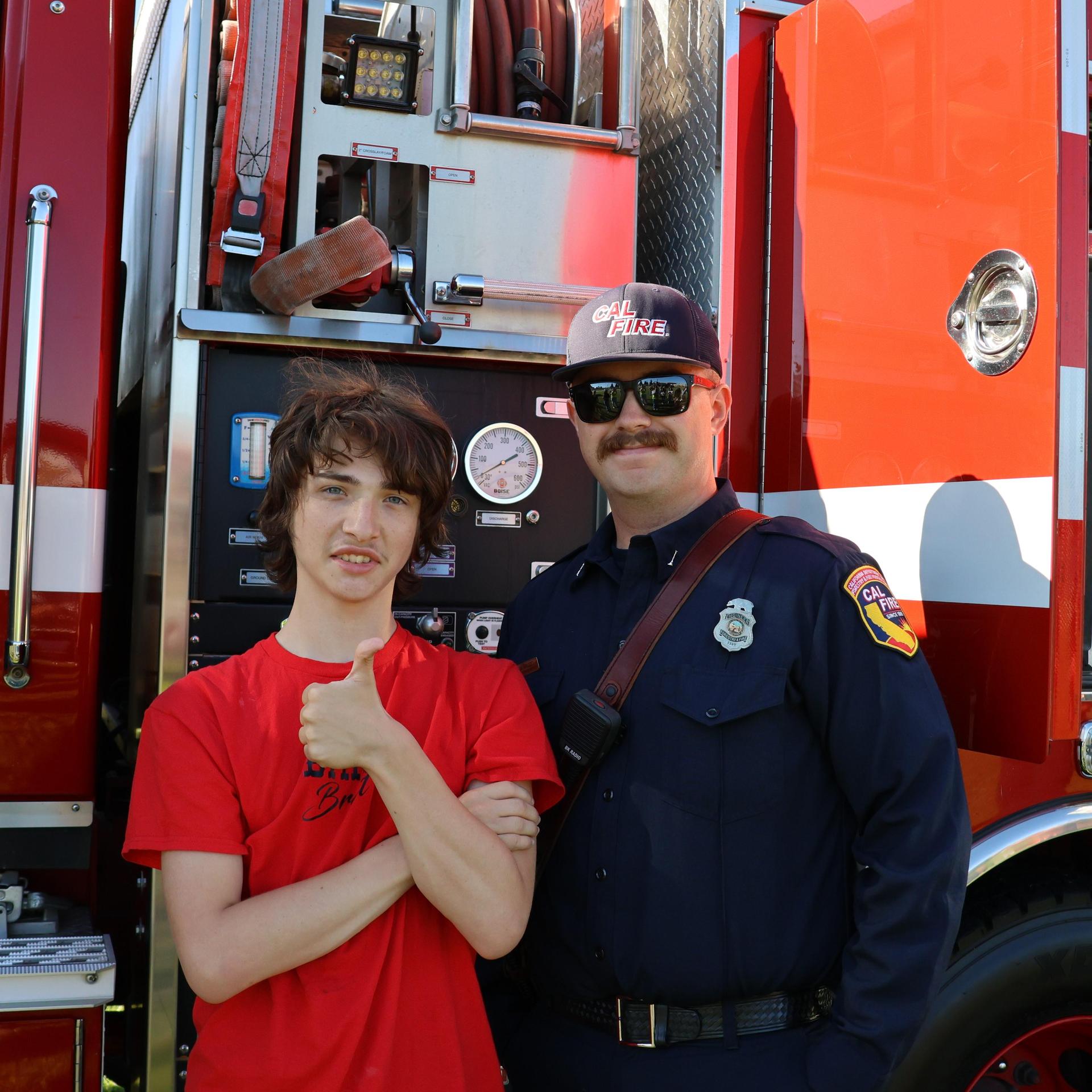 Firefighters speaking to students