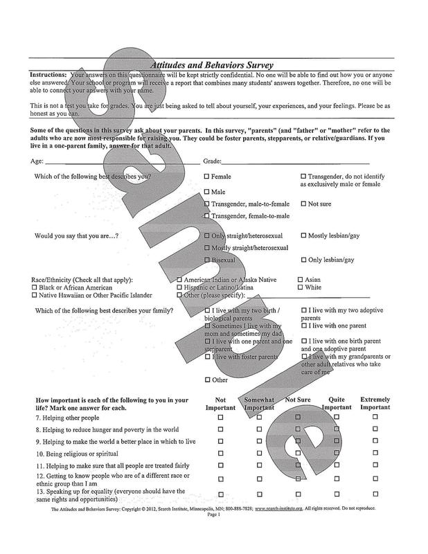 Attitudes and Behaviors Survey Sample
