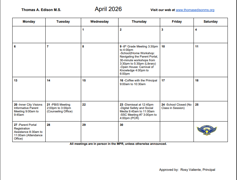 April Calendar Featured Photo